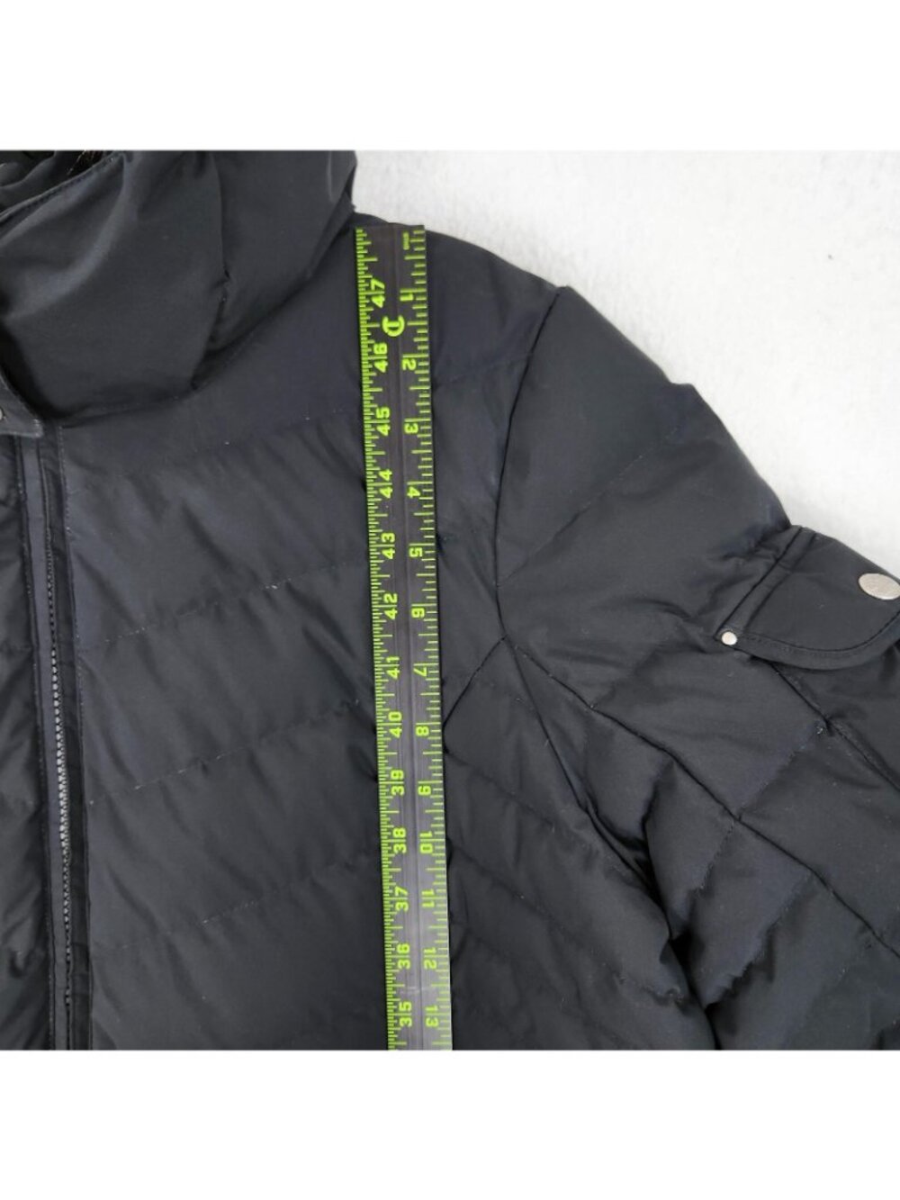 Eddie Bauer Coat Womens XL Petite Black Down Puffer Hooded Faux Fur Long Parka - Picture 5 of 16